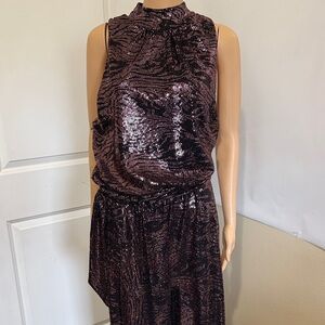MARINA Sequin Sleeveless Jumpsuit - Brown